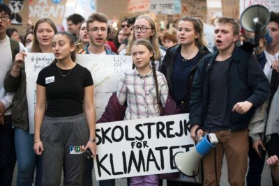 Greta Thunberg durante una manifestazione