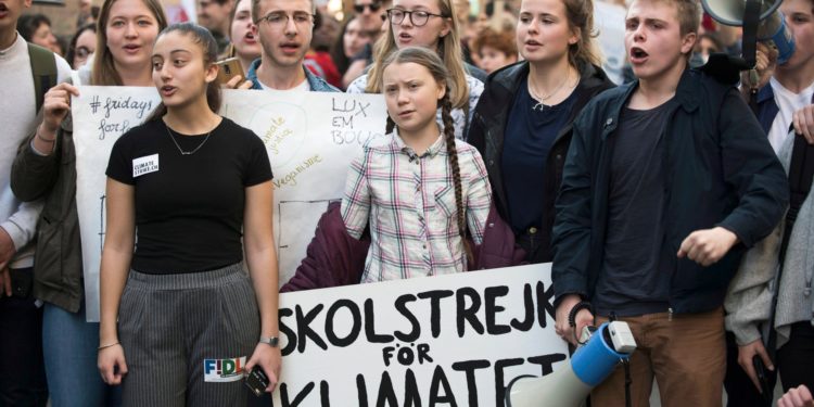 Greta Thunberg durante una manifestazione